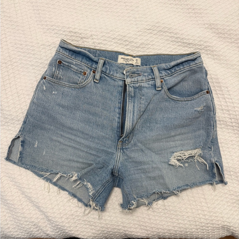 Abercrombie & Fitch Distressed Light Blue Jean Shorts